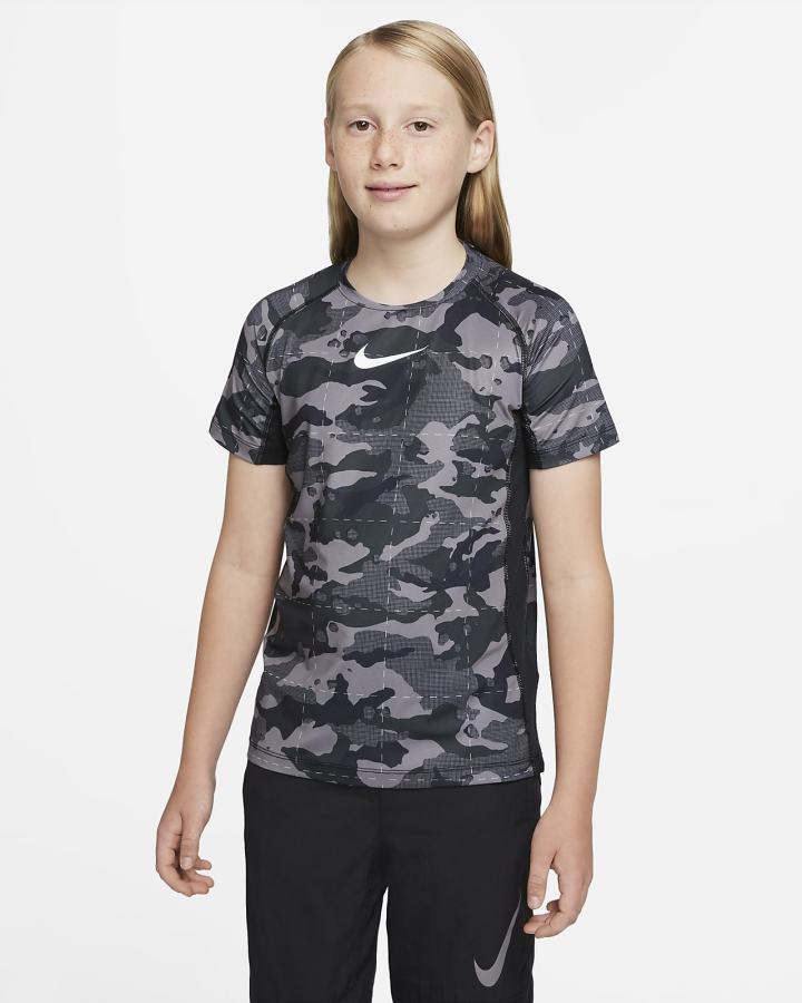 Nike Pro Dri-FIT Kids Short-Sleeve Training Top Za Dječake Majice Crne Bijele | HR-64201RMAO