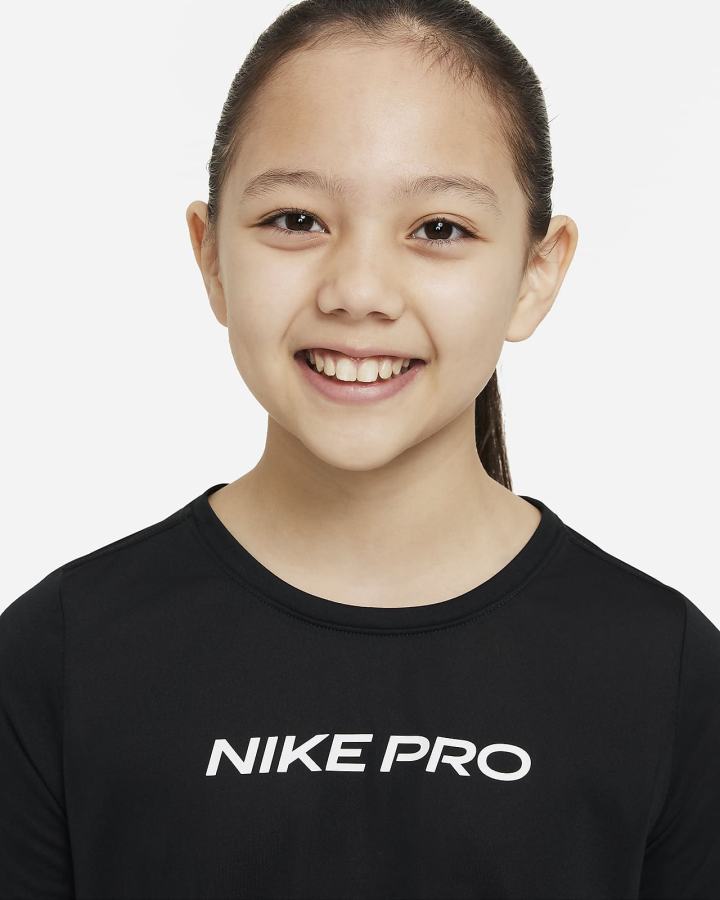 Nike Pro Dri-FIT One Kids Top Za Djevojčice Majice Crne Bijele | HR-79015CFOX