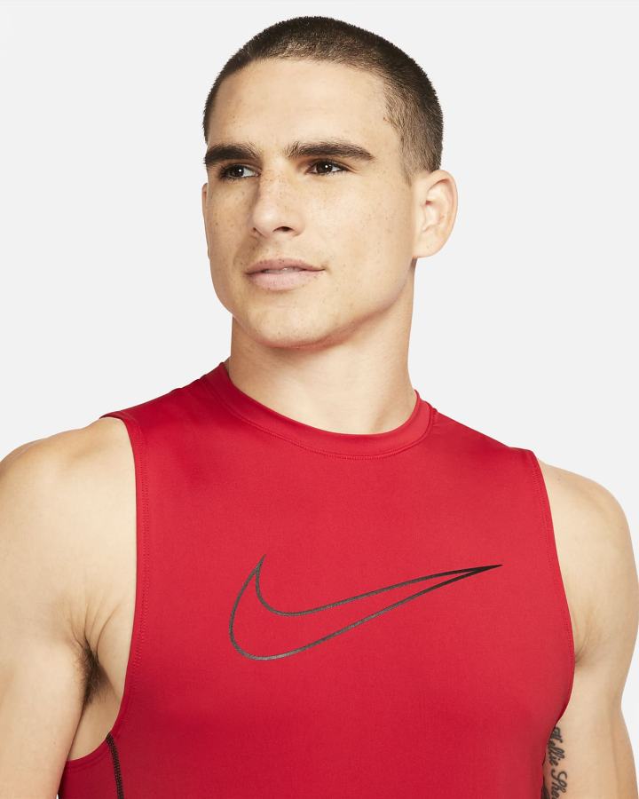 Nike Pro Dri-FIT Slim Fit Sleeveless Muške Majica Bez Rukava Crvene Crne | HR-73814RIUJ