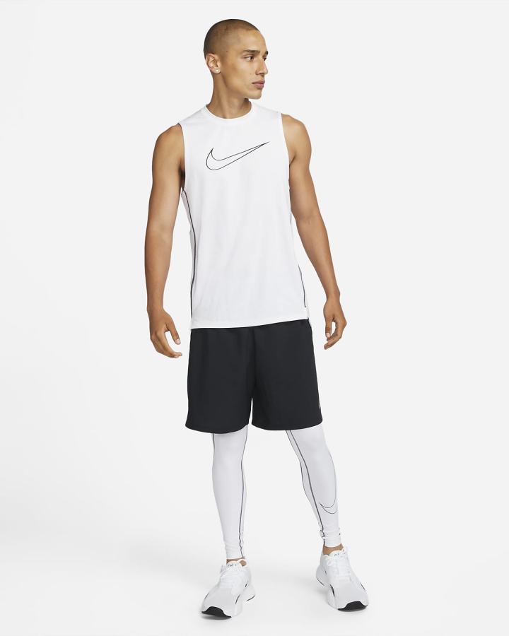 Nike Pro Dri-FIT Slim Fit Sleeveless Muške Majica Bez Rukava Bijele Crne | HR-93407KAXV