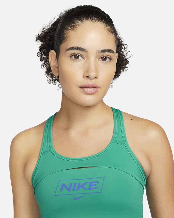 Nike Pro Dri-FIT Swoosh Medium-Support Non-Podstavljena Graficke Ženske Sportski Grudnjak Zelene | HR-14320LSOG