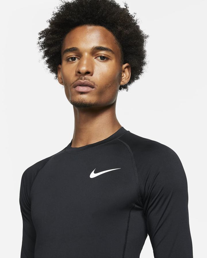 Nike Pro Dri-FIT Tight Fit Long-Sleeve Top Muške Košulje Crne Bijele | HR-24107QYTM