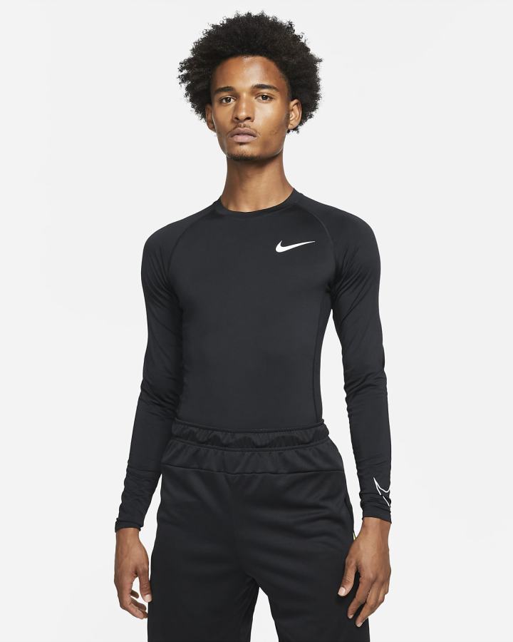 Nike Pro Dri-FIT Tight Fit Long-Sleeve Top Muške Košulje Crne Bijele | HR-24107QYTM