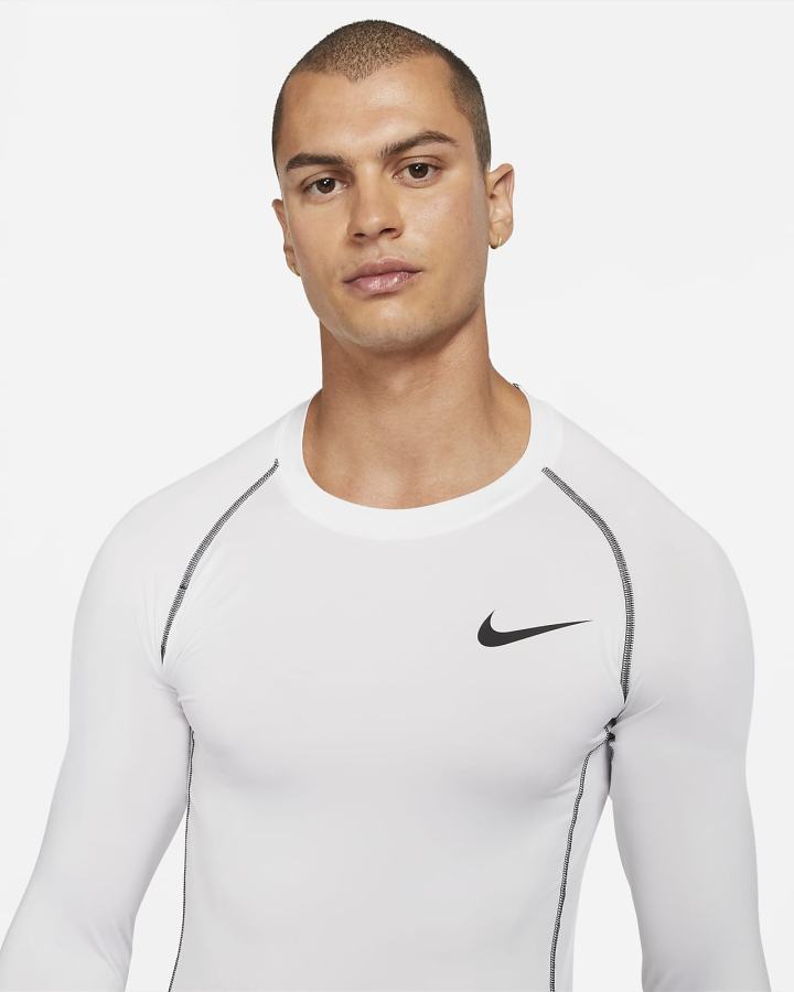 Nike Pro Dri-FIT Tight Fit Long-Sleeve Top Muške Košulje Bijele Crne | HR-28795QDCH