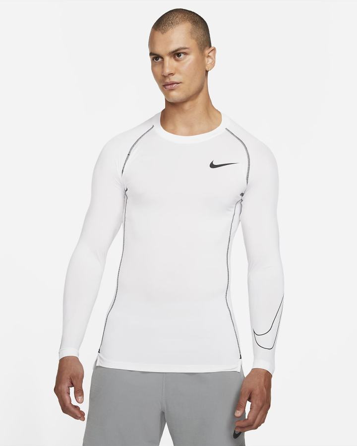 Nike Pro Dri-FIT Tight Fit Long-Sleeve Top Muške Košulje Bijele Crne | HR-28795QDCH