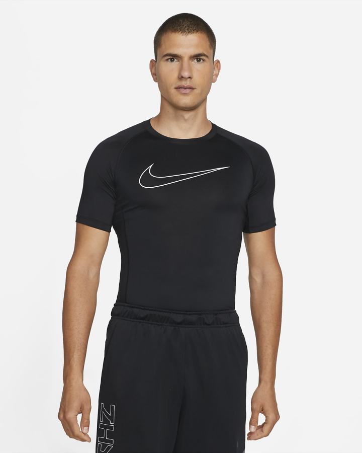 Nike Pro Dri-FIT Tight Fit Short-Sleeve Top Muške Majice Crne Bijele | HR-37298HWED