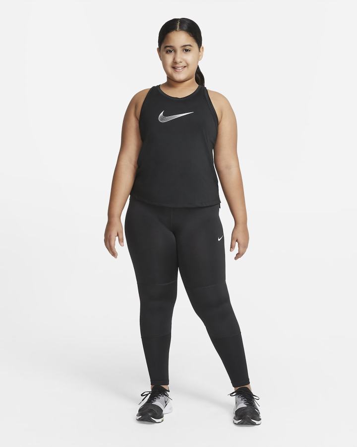 Nike Pro Kids (Extended Size) Za Djevojčice Tajice Crne Bijele | HR-95314UXRA