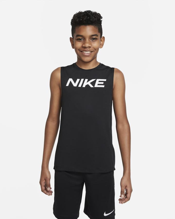 Nike Pro Kids Sleeveless Top Za Dječake Majica Bez Rukava Crne Bijele | HR-26538DJRM