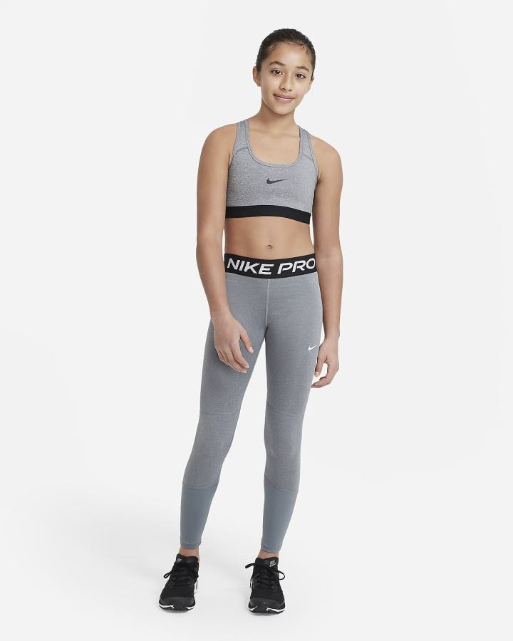 Nike Pro Kids Za Djevojčice Tajice Tamno Sive Bijele | HR-95621GAEI