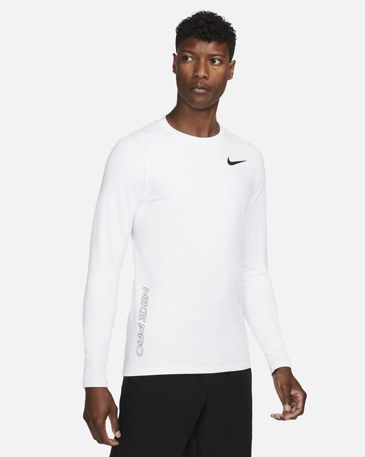 Nike Pro Long-Sleeve Crew Muške Košulje Bijele Crne | HR-46592FYZW