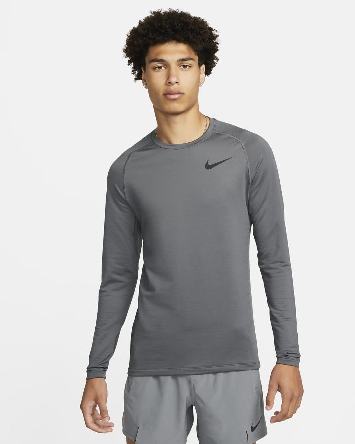 Nike Pro Long-Sleeve Crew Muške Košulje Sive Crne | HR-84762EXOA