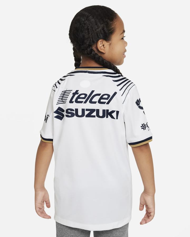 Nike Pumas UNAM 2022/23 Stadium Home Kids Dri-FIT Soccer Za Djevojčice Dres Bijele Obsidijanske | HR-16285ZTNV