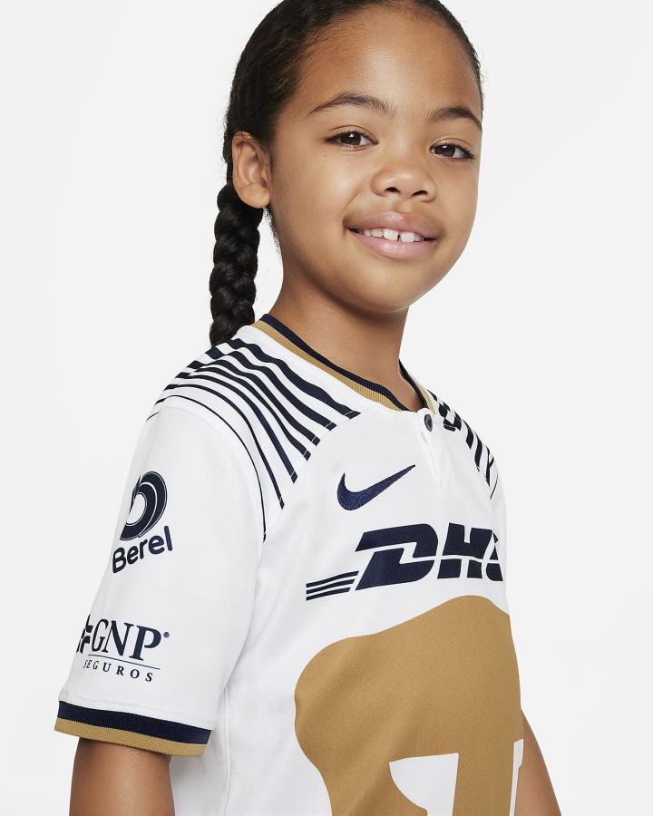 Nike Pumas UNAM 2022/23 Stadium Home Kids Dri-FIT Soccer Za Djevojčice Dres Bijele Obsidijanske | HR-16285ZTNV