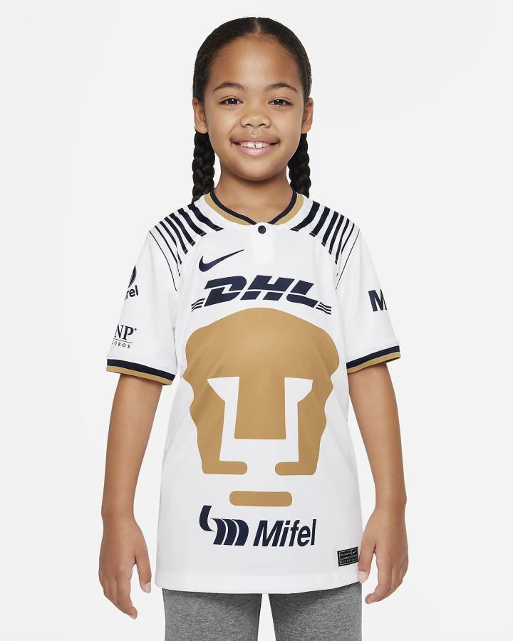 Nike Pumas UNAM 2022/23 Stadium Home Kids Dri-FIT Soccer Za Dječake Dres Bijele Obsidijanske | HR-62183AJNS