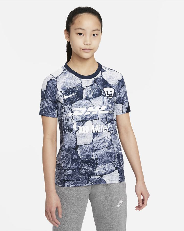 Nike Pumas UNAM Kids Dri-FIT Pre-Match Soccer Top Za Dječake Majice Bijele Obsidijanske | HR-49156AMSI