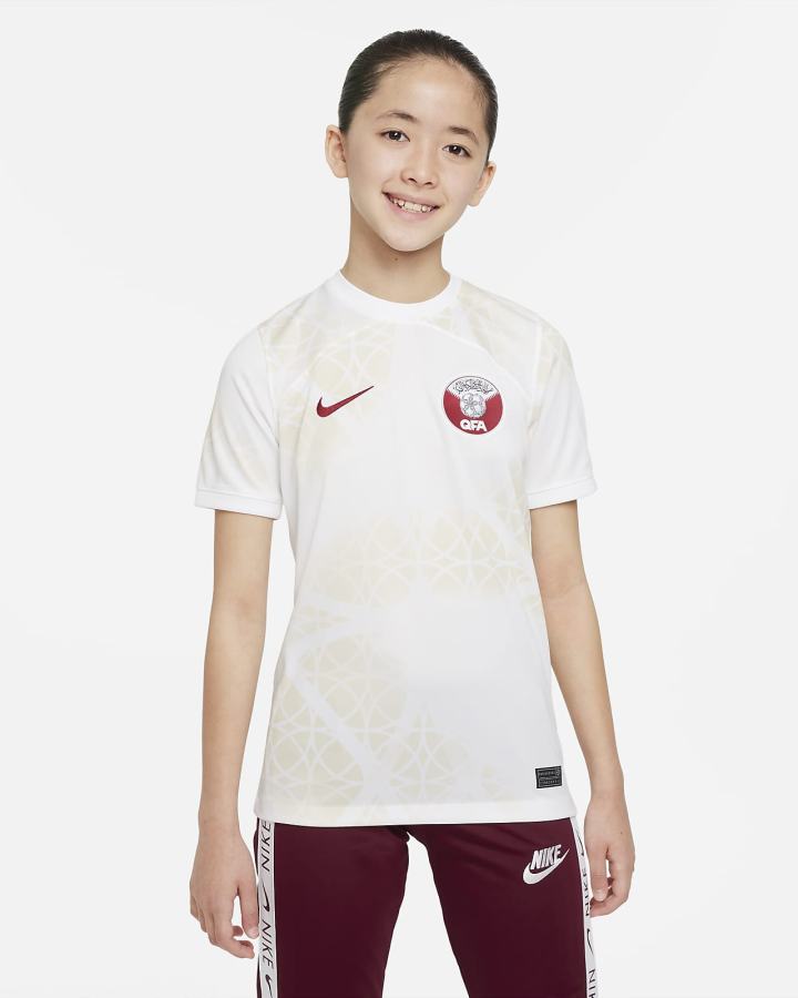 Nike Qatar 2022/23 Stadium Away Kids Dri-FIT Soccer Za Djevojčice Dres Bijele Bordo | HR-19307CUJQ