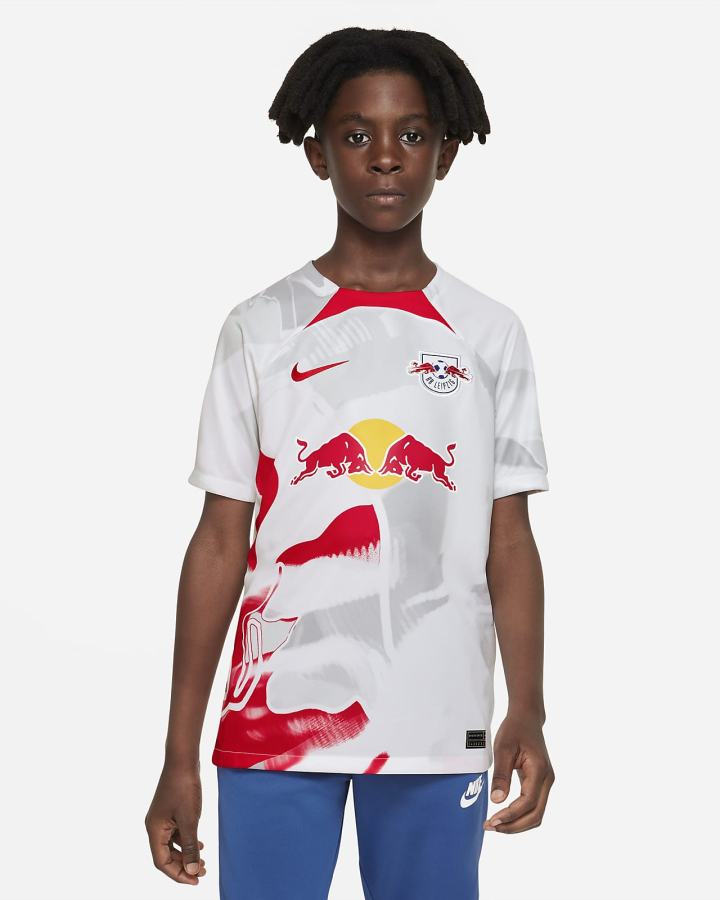 Nike RB Leipzig 2022/23 Stadium Home Kids Dri-FIT Soccer Za Dječake Dres Bijele Crvene | HR-46103FLTD