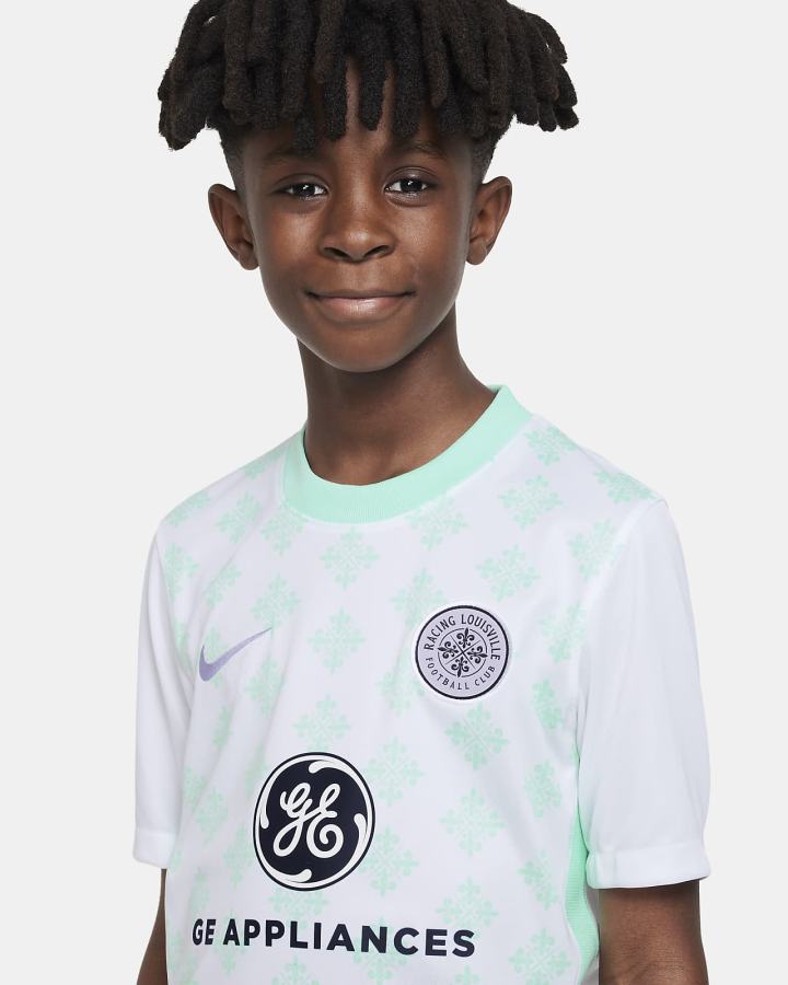 Nike Racing Louisville FC Stadium Away Kids Dri-FIT Soccer Za Djevojčice Dres Bijele Menta Boje Lavande Bijele | HR-47065RYDK