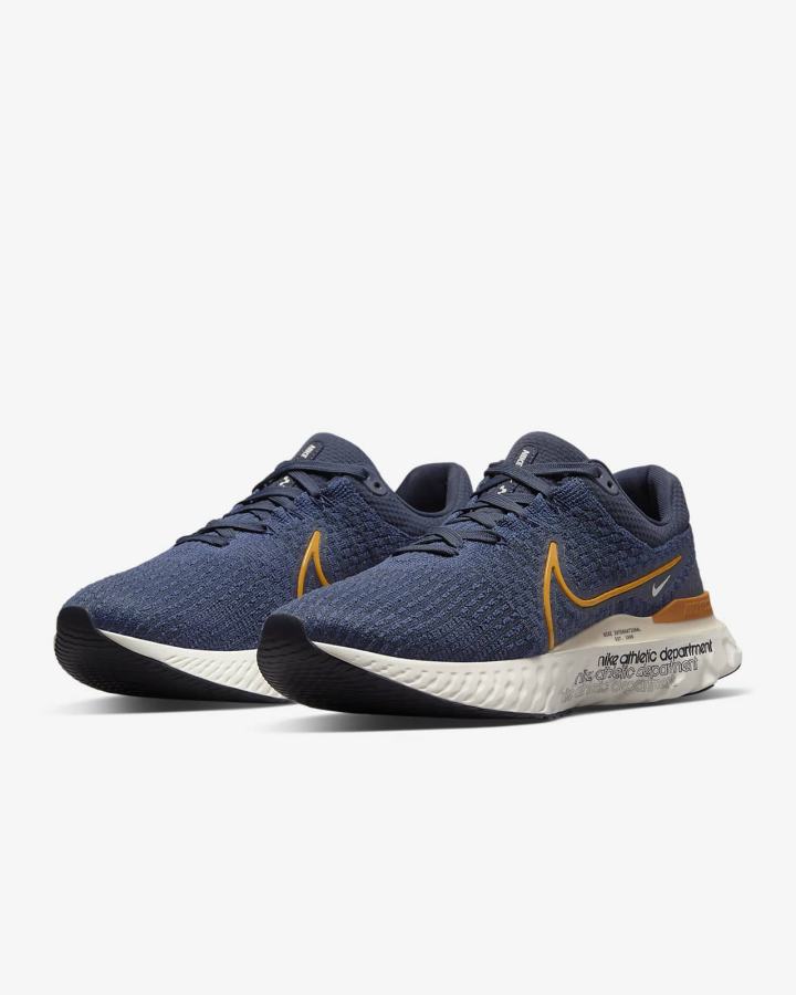 Nike React Infinity Run Flyknit 3 Road Muške Tenisiće Tamno Obsidijanske Tamno Žute | HR-80374JAHK