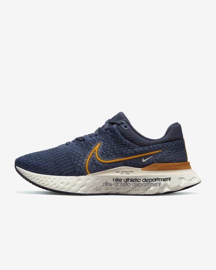 Nike React Infinity Run Flyknit 3 Road Muške Tenisiće Tamno Obsidijanske Tamno Žute | HR-80374JAHK