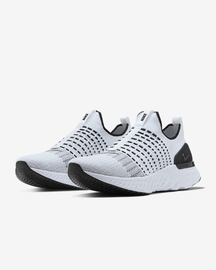 Nike React Phantom Run Flyknit 2 Road Muške Tenisiće Bijele Crne Platine Bijele | HR-78125VRWS