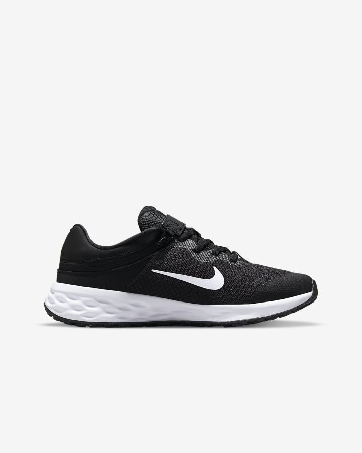 Nike Revolution 6 FlyEase Kids Easy On/Off Road Za Dječake Tenisiće Crne Tamno Sive Bijele | HR-60295CYKD