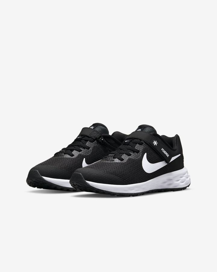 Nike Revolution 6 FlyEase Kids Easy On/Off Road Za Dječake Tenisiće Crne Tamno Sive Bijele | HR-60295CYKD