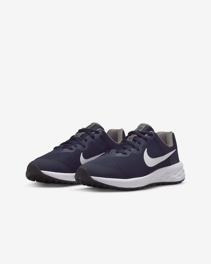 Nike Revolution 6 Kids Road Za Djevojčice Tenisiće Tamnoplave Plave Sive Bijele | HR-53842JLTN