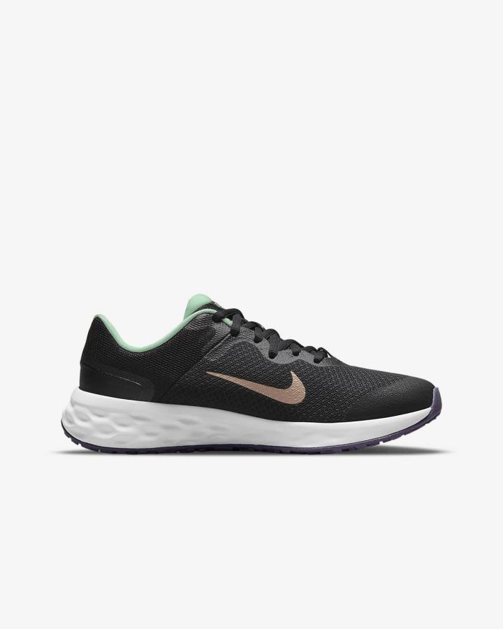 Nike Revolution 6 Kids Road Za Djevojčice Tenisiće Crne Menta Ljubičaste Metalne Crvene Smeđe | HR-68032EDMN