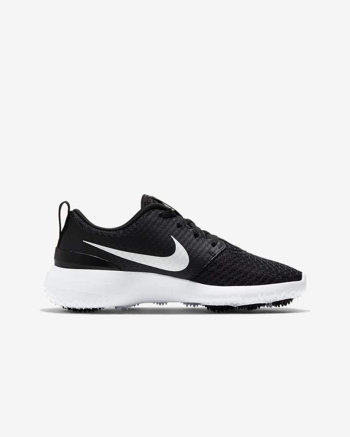 Nike Roshe G Jr. Kids Za Djevojčice Cipele Za Golf Crne Bijele Metalne Bijele | HR-57846WTNL