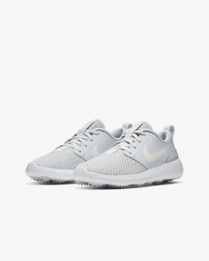 Nike Roshe G Jr. Kids Za Djevojčice Cipele Za Golf Platine Bijele Metalne Bijele | HR-94210TQRI