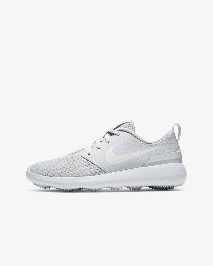 Nike Roshe G Jr. Kids Za Djevojčice Cipele Za Golf Platine Bijele Metalne Bijele | HR-94210TQRI