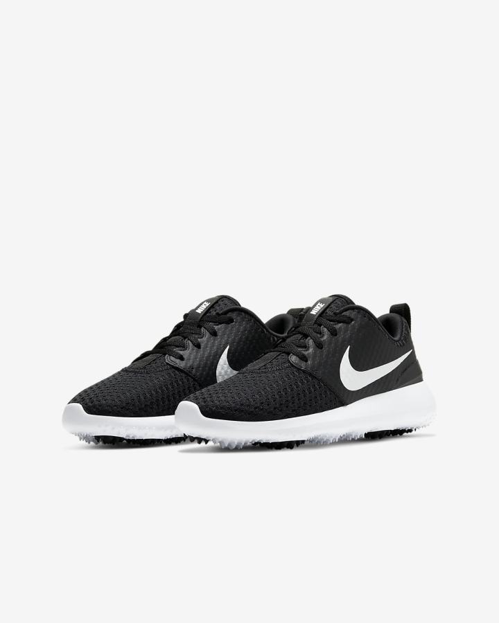 Nike Roshe G Jr. Kids Za Dječake Cipele Za Golf Crne Bijele Metalne Bijele | HR-06159QYNS