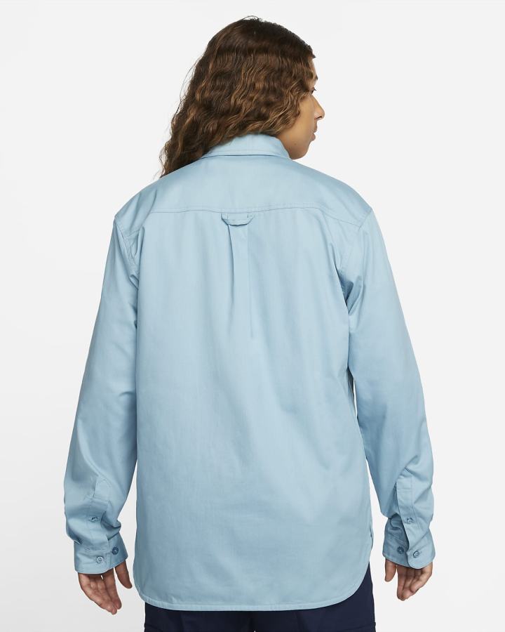 Nike SB Woven Skate Long-Sleeve Button Up Muške Košulje Plave Bijele | HR-18073JXTO