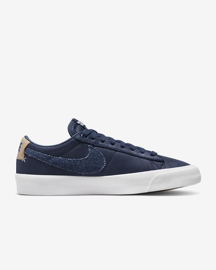 Nike SB Zoom Blazer Low Pro GT Premium Muške Skate Obuća Tamnoplave Bijele Svijetlo Smeđe | HR-95167MTOI