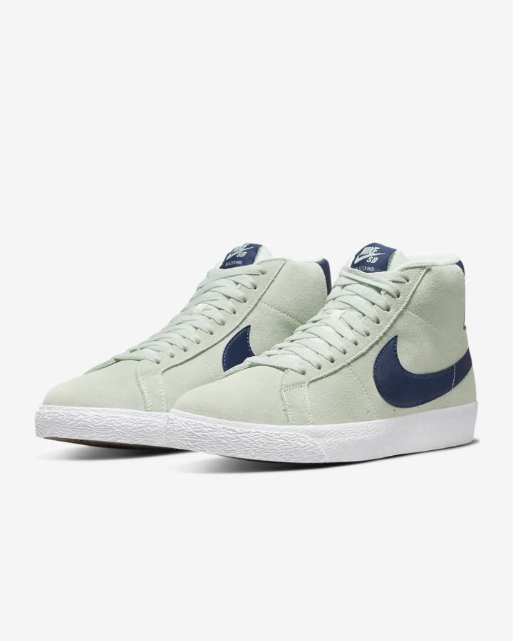 Nike SB Zoom Blazer Mid Muške Skate Obuća Zelene Bijele Tamnoplave | HR-13890JAEX