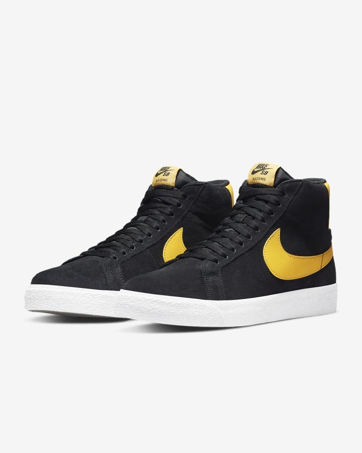 Nike SB Zoom Blazer Mid Muške Skate Obuća Crne Bijele Zlatne | HR-54731EDSL