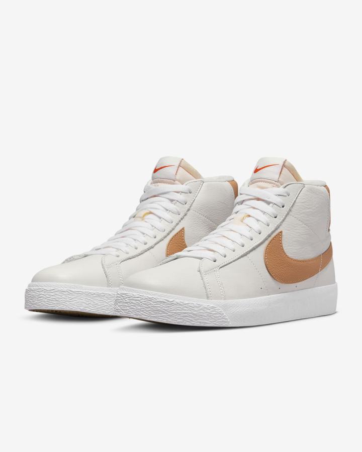 Nike SB Zoom Blazer Mid Muške Skate Obuća Bijele Svijetlo Smeđe | HR-85623DBGC