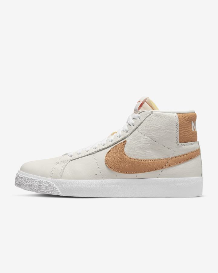 Nike SB Zoom Blazer Mid Muške Skate Obuća Bijele Svijetlo Smeđe | HR-85623DBGC