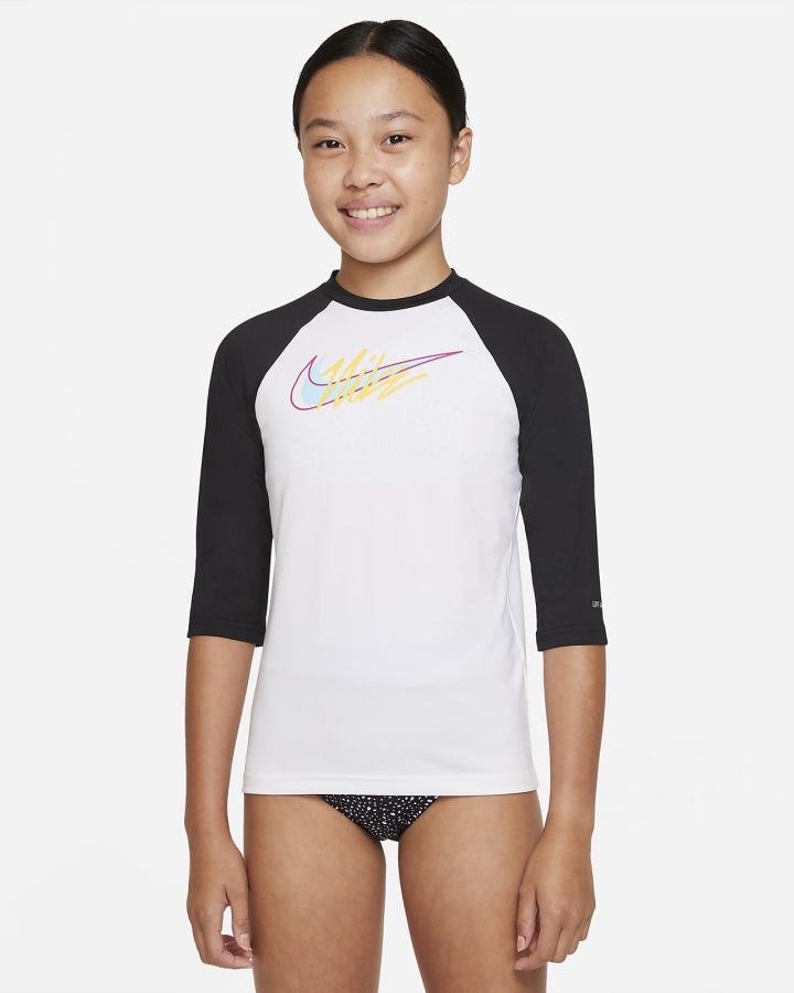 Nike Script Logo Kids Short-Sleeve Hydroguard Za Djevojčice Majice Bijele | HR-45601XAUI