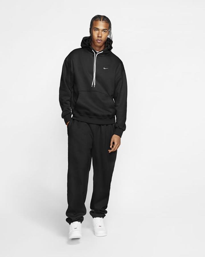 Nike Solo Swoosh Fleece Muške Majica S Kapuljačom Crne Bijele | HR-12547TEBD