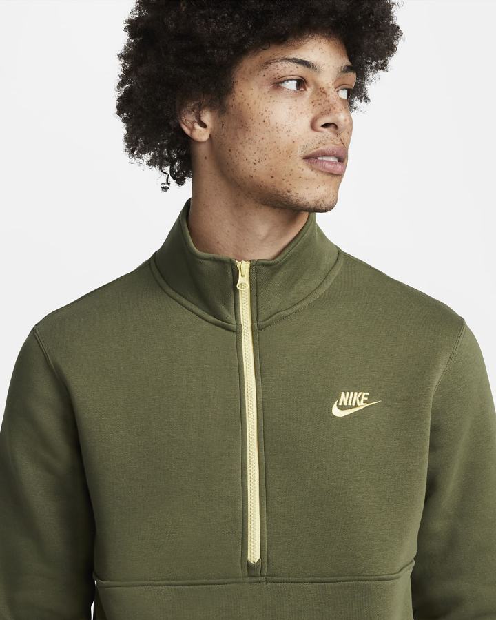 Nike Sportswear Club Brushed-Back 1/2-Zip Muške Pulover Zelene Zlatne | HR-23054ODRC