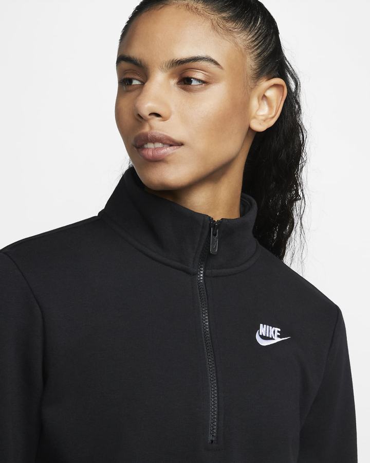 Nike Sportswear Club Fleece 1/2-Zip Ženske Dukserice Crne Bijele | HR-30165UMFI