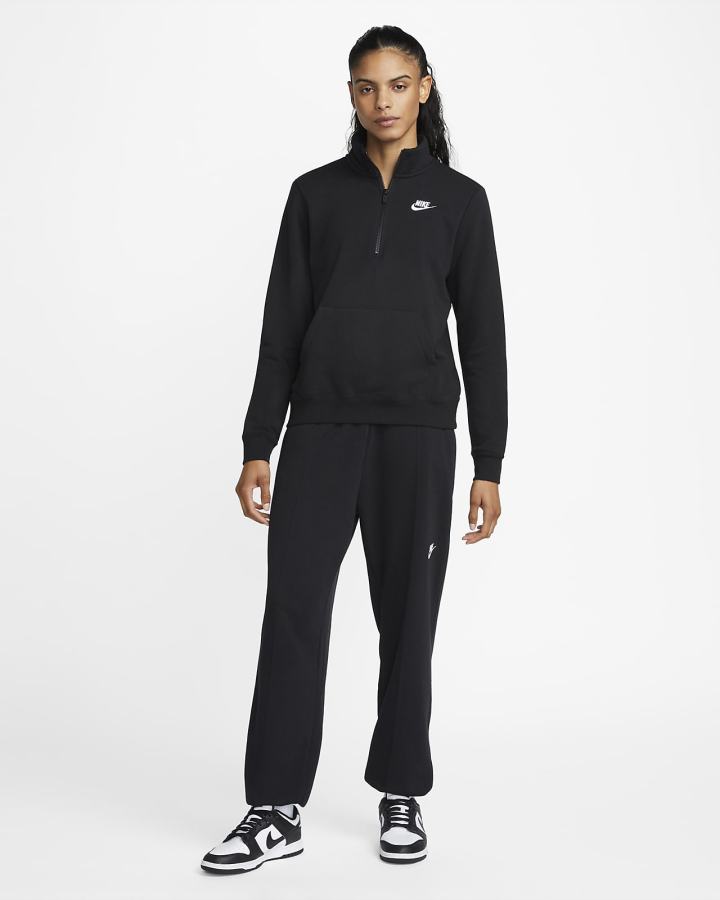 Nike Sportswear Club Fleece 1/2-Zip Ženske Dukserice Crne Bijele | HR-30165UMFI