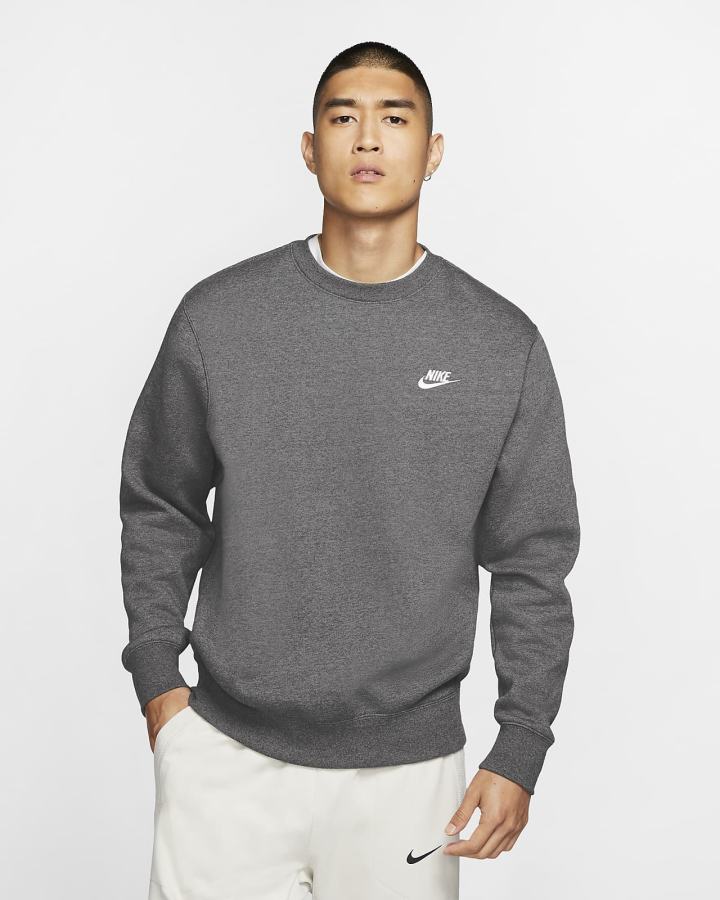 Nike Sportswear Club Fleece Crew Muške Dukserice Sive Bijele | HR-01243HDRF