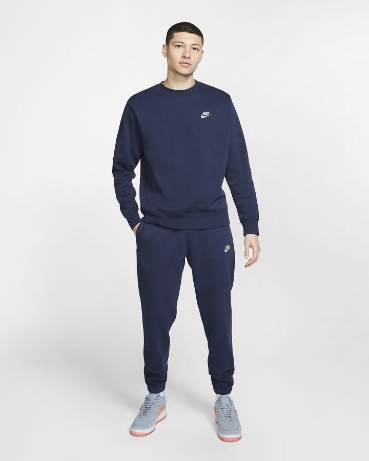 Nike Sportswear Club Fleece Crew Muške Dukserice Tamnoplave Bijele | HR-39821ETJK