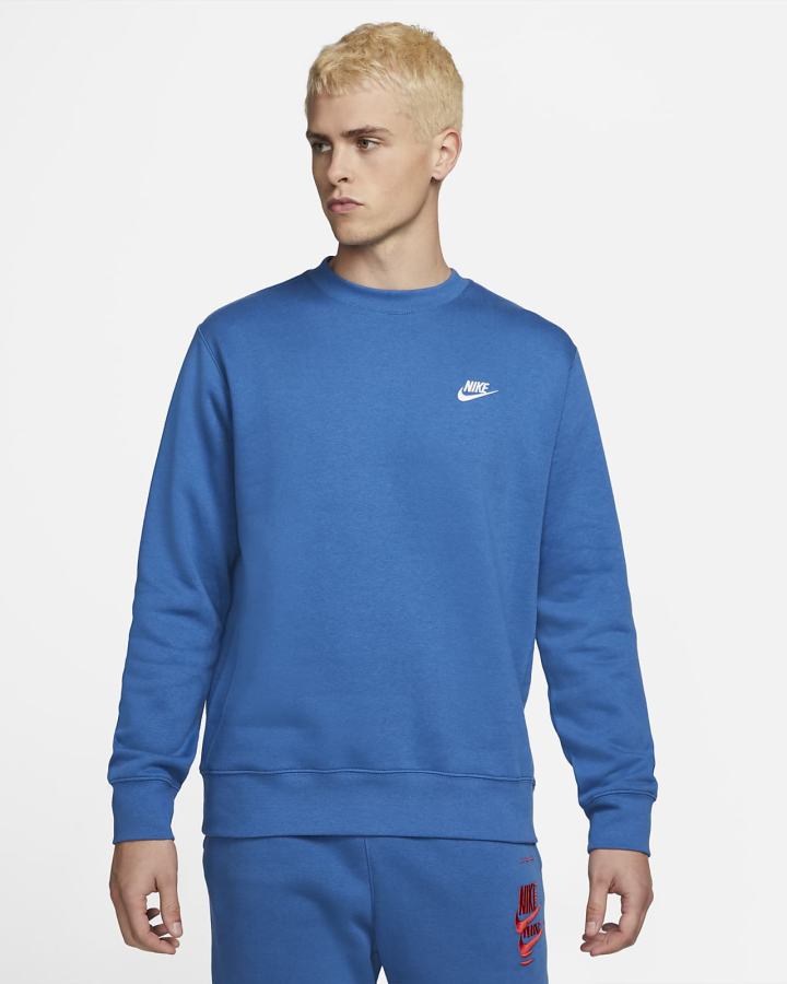 Nike Sportswear Club Fleece Crew Muške Dukserice Tamno Plave Bijele | HR-91783WGYQ