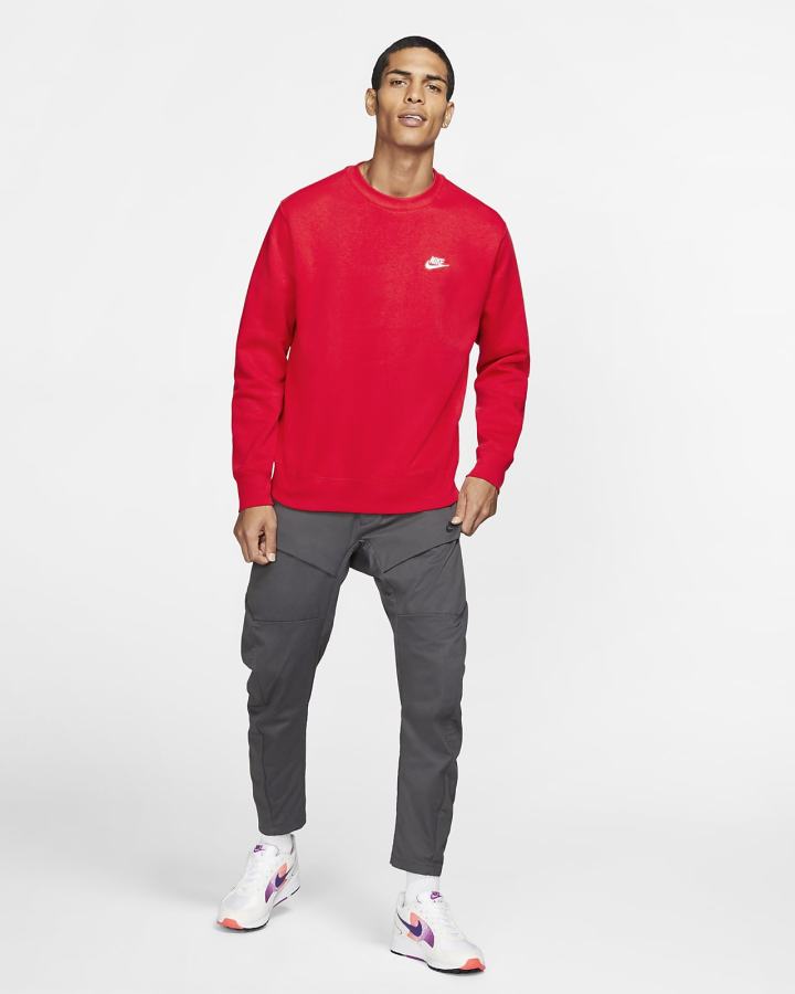 Nike Sportswear Club Fleece Crew Muške Dukserice Crvene Bijele | HR-94830PHGN