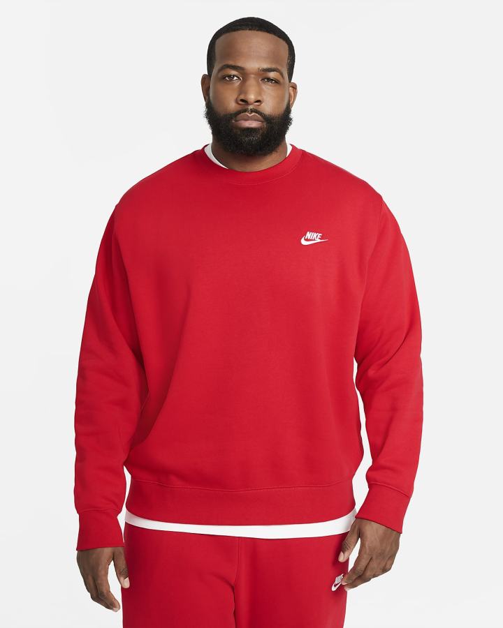 Nike Sportswear Club Fleece Crew Muške Dukserice Crvene Bijele | HR-94830PHGN