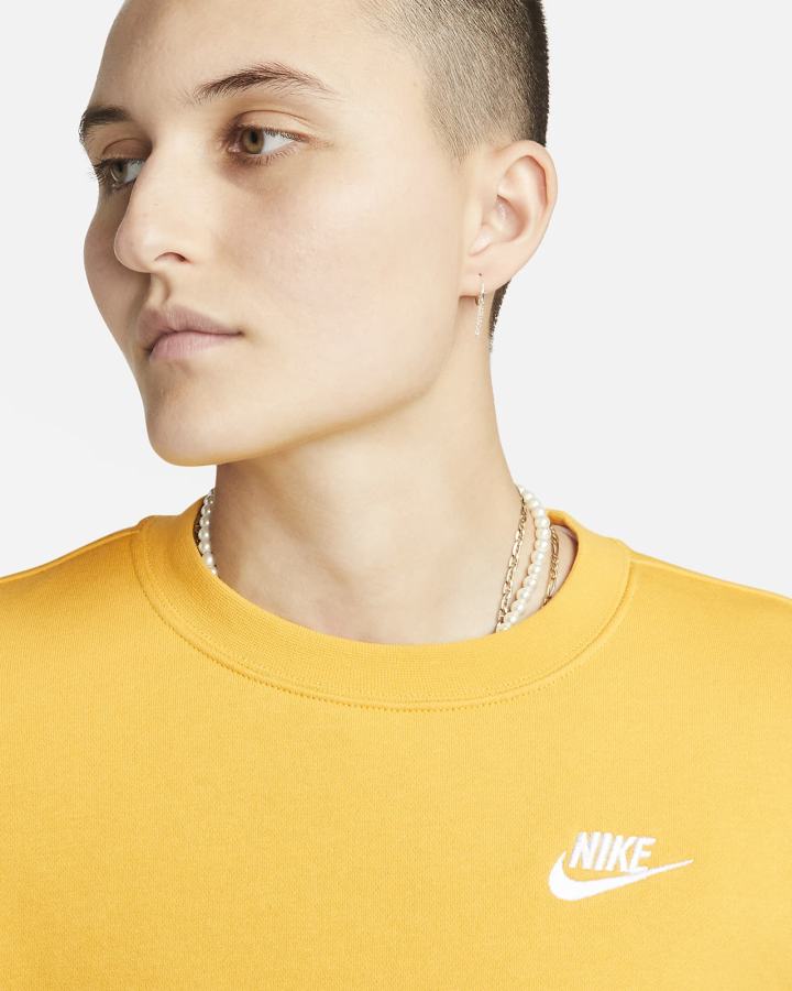 Nike Sportswear Club Fleece Crew-Neck Ženske Dukserice Žute Bijele | HR-31427FGPE